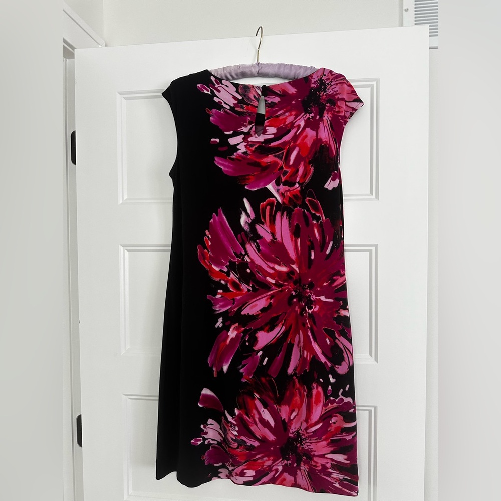 London Style Black, Red & Pink Floral Dress